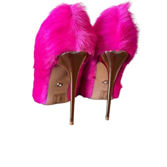 AZALEA WANG Romee Fuchsia Pony Hair Pump Pink Heel SZ 8 - Picture 10 of 10
